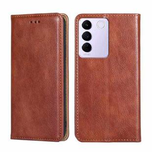 For vivo S16E Gloss Oil Solid Color Magnetic Leather Phone Case(Brown)