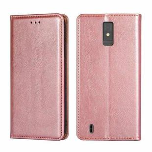 For ZTE Blade A32 Gloss Oil Solid Color Magnetic Leather Phone Case(Rose Gold)