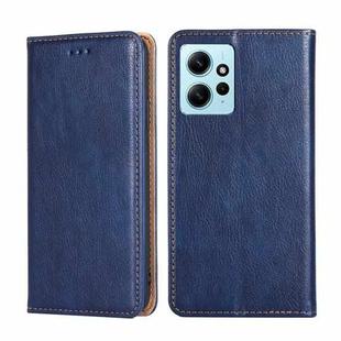 For Xiaomi Redmi Note 12 4G Global Gloss Oil Solid Color Magnetic Leather Phone Case(Blue)