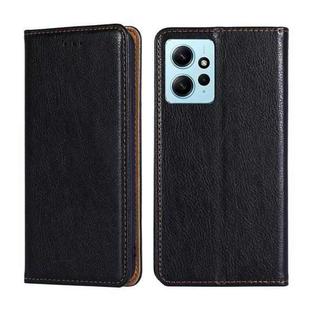 For Xiaomi Redmi Note 12 4G Global Gloss Oil Solid Color Magnetic Leather Phone Case(Black)