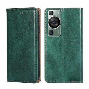 For Huawei P60 / P60 Pro Gloss Oil Solid Color Magnetic Leather Phone Case(Green)