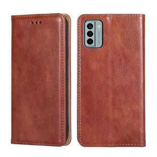 For Nokia G22 Gloss Oil Solid Color Magnetic Leather Phone Case(Brown)