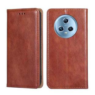 For Honor Magic5 Gloss Oil Solid Color Magnetic Leather Phone Case(Brown)