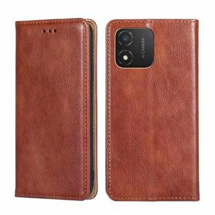 For Honor X5 4G Gloss Oil Solid Color Magnetic Leather Phone Case(Brown)