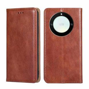 For Honor X40 Gloss Oil Solid Color Magnetic Leather Phone Case(Brown)