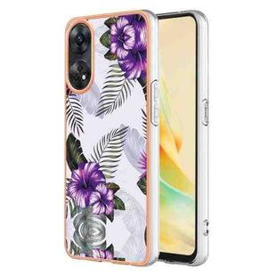 For OPPO Reno8 T 4G Electroplating IMD TPU Phone Case(Purple Flower)
