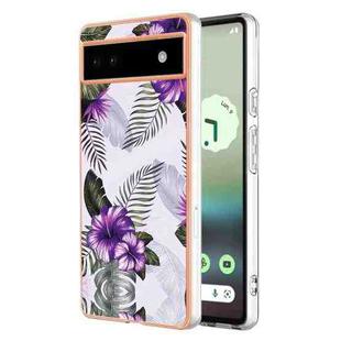 For Google Pixel 6a Electroplating IMD TPU Phone Case(Purple Flower)