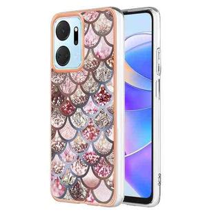 For Honor X7a Electroplating IMD TPU Phone Case(Pink Scales)