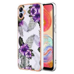 For Samsung Galaxy A04e Electroplating IMD TPU Phone Case(Purple Flower)