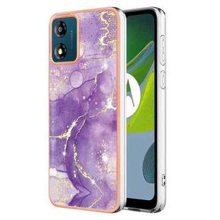 For Motorola Moto E13 Electroplating Marble Dual-side IMD Phone Case(Purple 002)