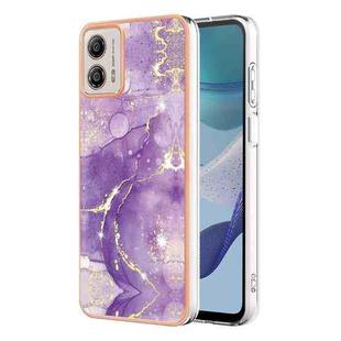 For Motorola Moto G53 Electroplating Marble Dual-side IMD Phone Case(Purple 002)