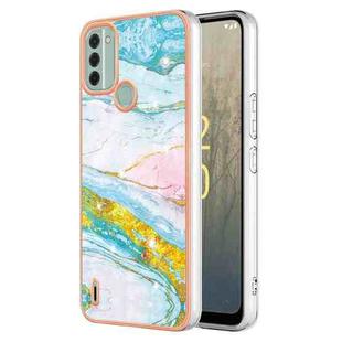 For Nokia C31 Electroplating Marble Dual-side IMD Phone Case(Green 004)