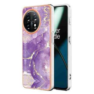 For OnePlus 11 Electroplating Marble Dual-side IMD Phone Case(Purple 002)