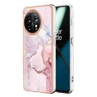 For OnePlus 11 Electroplating Marble Dual-side IMD Phone Case(Rose Gold 005)