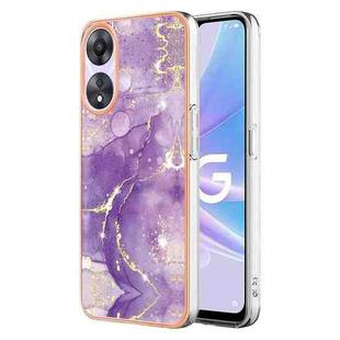For OPPO A78/A58 Electroplating Marble Dual-side IMD Phone Case(Purple 002)