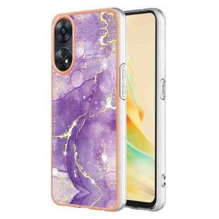 For OPPO Reno8 T 4G Electroplating Marble Dual-side IMD Phone Case(Purple 002)