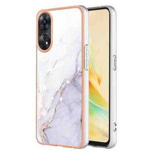 For OPPO Reno8 T 4G Electroplating Marble Dual-side IMD Phone Case(White 006)