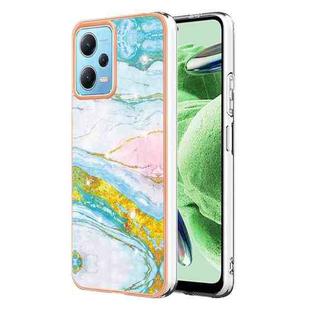 Electroplating Marble Dual-side IMD Phone Case For Xiaomi Redmi Note 12 5G Global/Note 12 5G China/Poco X5 5G(Green 004)