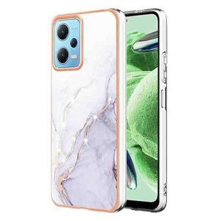 Electroplating Marble Dual-side IMD Phone Case For Xiaomi Redmi Note 12 5G Global/Note 12 5G China/Poco X5 5G(White 006)