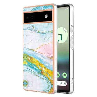 For Google Pixel 6a Electroplating Marble Dual-side IMD Phone Case(Green 004)
