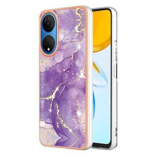 For Honor X7 Electroplating Marble Dual-side IMD Phone Case(Purple 002)