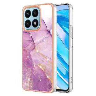 For Honor X8a Electroplating Marble Dual-side IMD Phone Case(Purple 001)