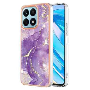 For Honor X8a Electroplating Marble Dual-side IMD Phone Case(Purple 002)