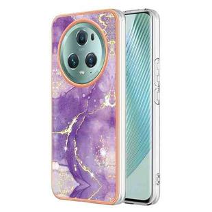 For Honor X9a/Magic5 Lite Electroplating Marble Dual-side IMD Phone Case(Purple 002)