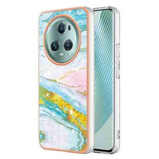 For Honor X9a/Magic5 Lite Electroplating Marble Dual-side IMD Phone Case(Green 004)