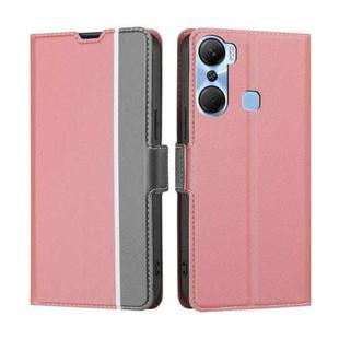 For Infinix Hot 12 Pro Twill Texture Side Buckle Leather Phone Case(Pink)