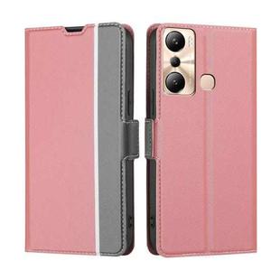 For Infinix Hot 20i Twill Texture Side Buckle Leather Phone Case(Pink)