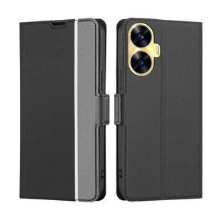 For Realme C55 4G Twill Texture Side Buckle Leather Phone Case(Black)