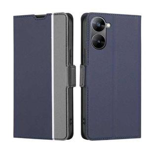 For Realme V30 5G / V30T Twill Texture Side Buckle Leather Phone Case(Blue)