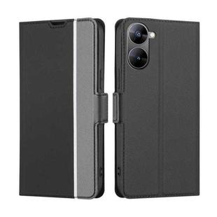 For Realme V30 5G / V30T Twill Texture Side Buckle Leather Phone Case(Black)