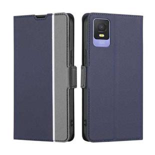 For TCL 403 Twill Texture Side Buckle Leather Phone Case(Blue)