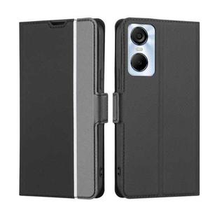 For Tecno Pop 6 Pro Twill Texture Side Buckle Leather Phone Case(Black)