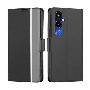 For Tecno Pova 4 Pro Twill Texture Side Buckle Leather Phone Case(Black)