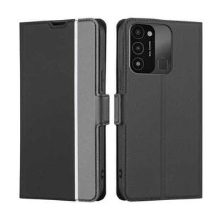For Tecno Spark 8C Twill Texture Side Buckle Leather Phone Case(Black)