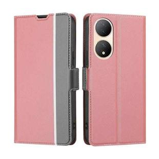 For vivo Y100 5G Twill Texture Side Buckle Leather Phone Case(Pink)