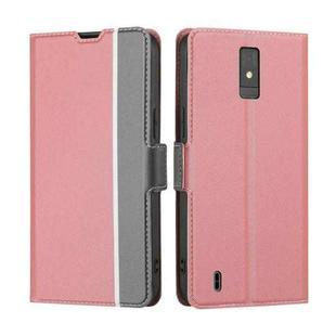 For ZTE Blade A32 Twill Texture Side Buckle Leather Phone Case(Pink)