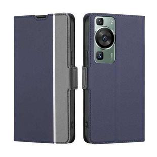 For Huawei P60 / P60 Pro Twill Texture Side Buckle Leather Phone Case(Blue)