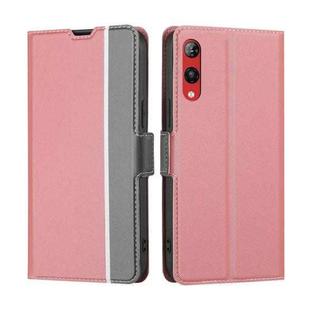 For Rakuten Hand 4G Twill Texture Side Buckle Leather Phone Case(Pink)