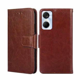 For Tecno Pop 6 Pro Crystal Texture Leather Phone Case(Brown)