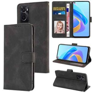 For OPPO A36 4G / A76 4G / A96 4G / Realme 9i 4G Fantasy Skin-feel Calfskin Texture Leather Phone Case(Black)