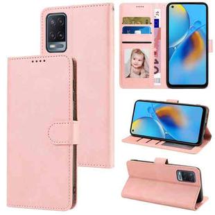 For OPPO A54 4G / A54s / A55 5G / A55s 5G / A53s 5G / A56 5G / A16 / A16s Fantasy Skin-feel Calfskin Texture Leather Phone Case(Pink)