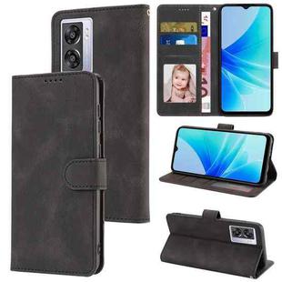 For OPPO A57 5G 2022 / A77 5G / A97 5G / Realme Q5i / V23 / Narzo 50 / OnePlus Nord N300 Fantasy Skin-feel Calfskin Texture Leather Phone Case(Black)