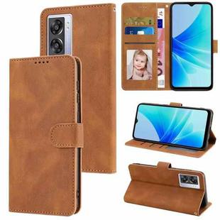 For OPPO A57 5G 2022 / A77 5G / A97 5G / Realme Q5i / V23 / Narzo 50 / OnePlus Nord N300 Fantasy Skin-feel Calfskin Texture Leather Phone Case(Brown)