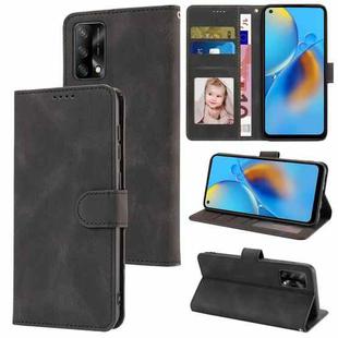 For OPPO A74 4G / F19 Fantasy Skin-feel Calfskin Texture Leather Phone Case(Black)