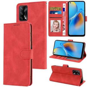 For OPPO A74 4G / F19 Fantasy Skin-feel Calfskin Texture Leather Phone Case(Red)