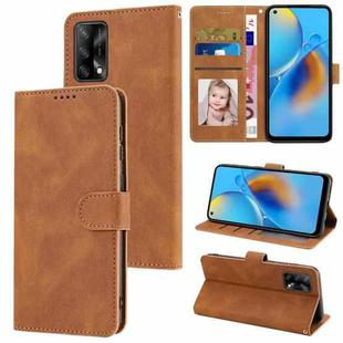 For OPPO A74 4G / F19 Fantasy Skin-feel Calfskin Texture Leather Phone Case(Brown)